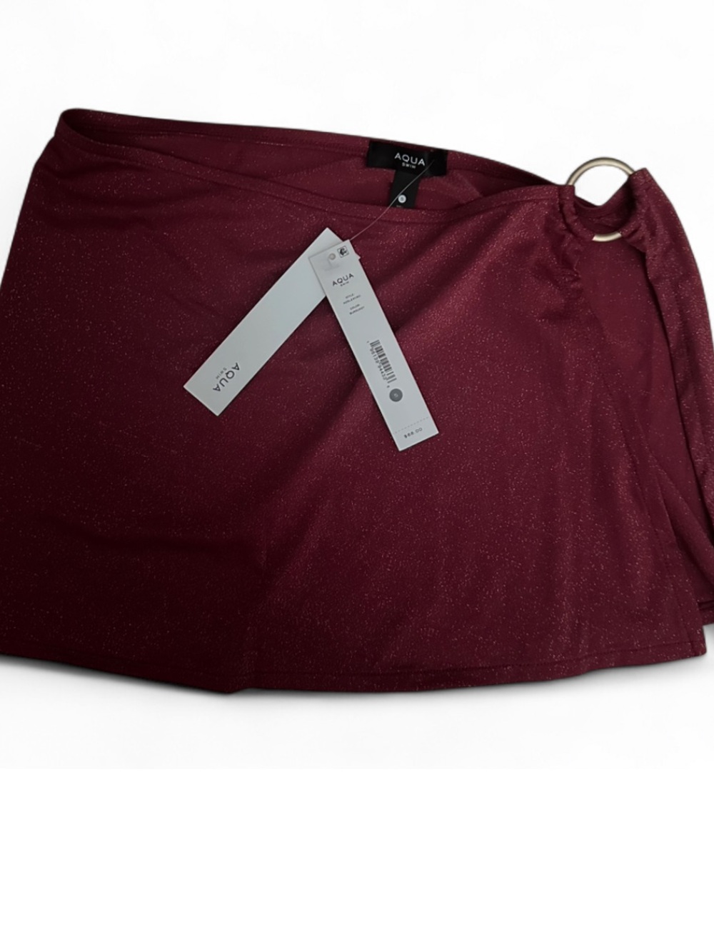 Aqua Women's Wine Red gold glitter swim Skirt with Side Ring small